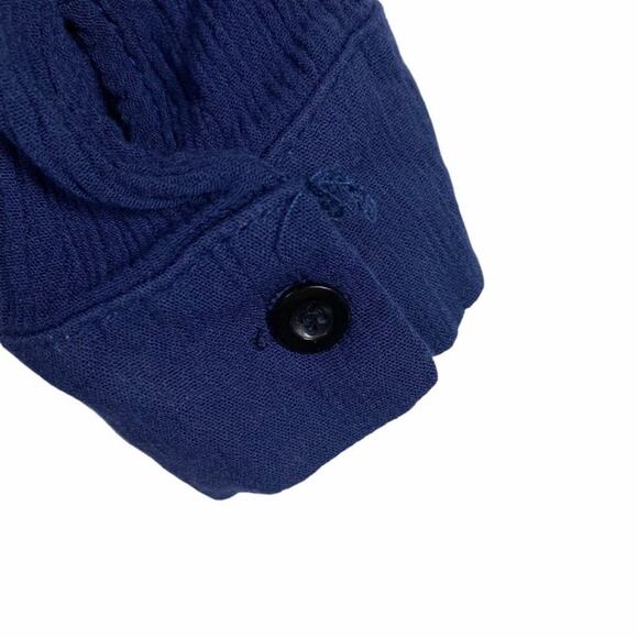 Zaful Navy Blue Distressed Semi-Sheer Boho Top Tunic Shirt Tassels Size Large - Picture 6 of 11